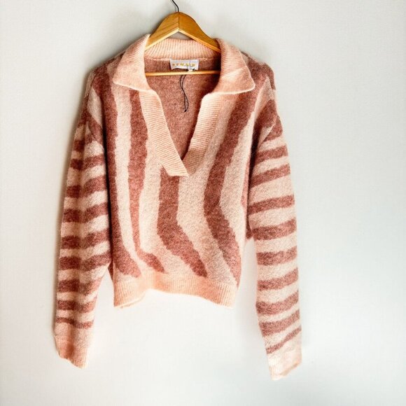 Remain Birger Christensen Pink Geometric Print Wool Mohair Sweater 6 Oversized - Picture 2 of 8